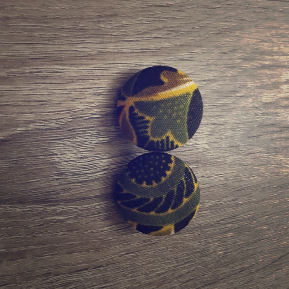 Fabric Button Earrings